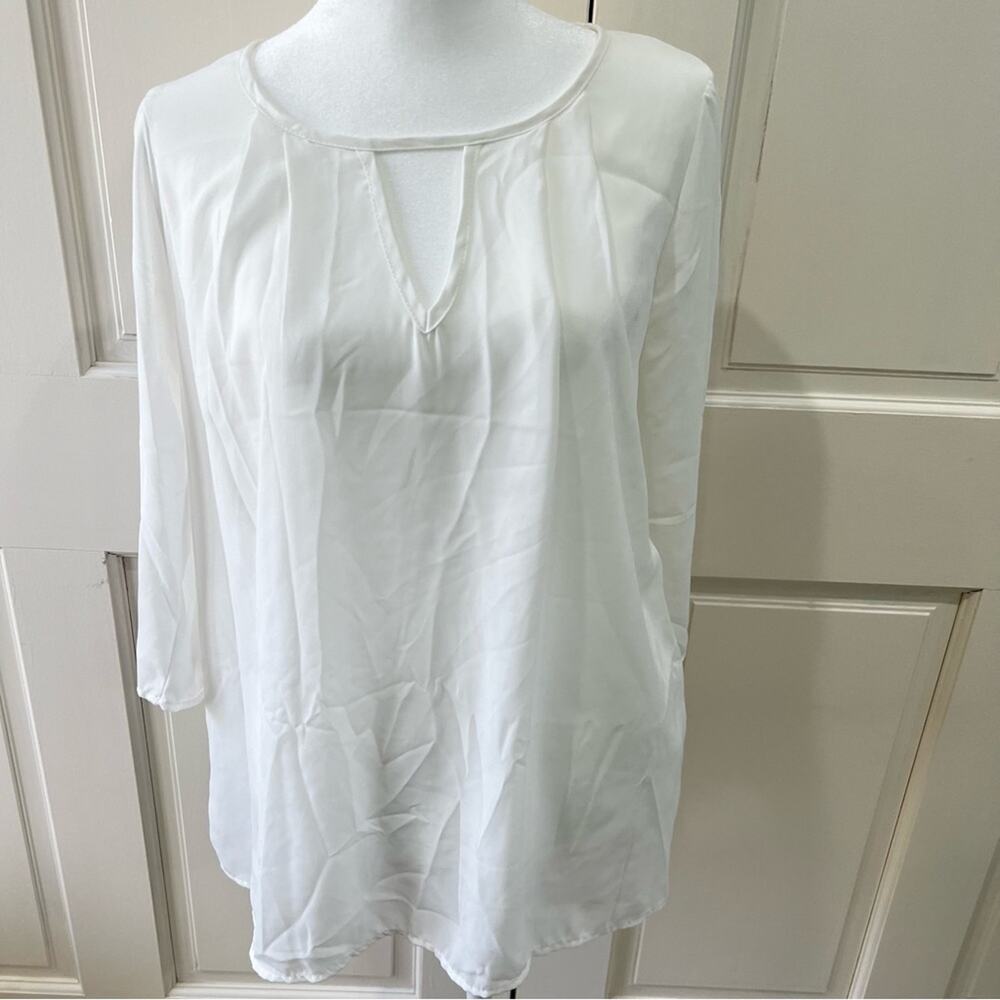 Everly white sheer blouse, size L